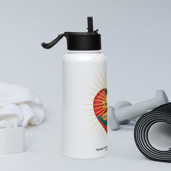 Stainless steel water bottle with a straw lid - Image 2